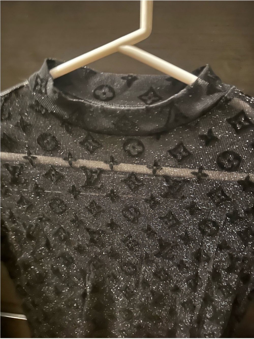 Black Sparkle Mock Neck Women's Bodysuit